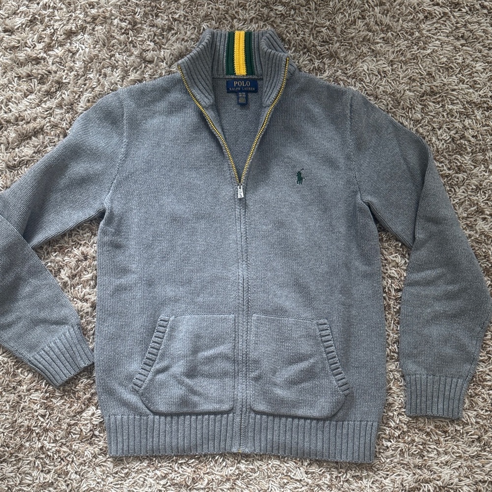 Polo by Ralph Lauren knitted big kids Gray Full-Zip Sweater